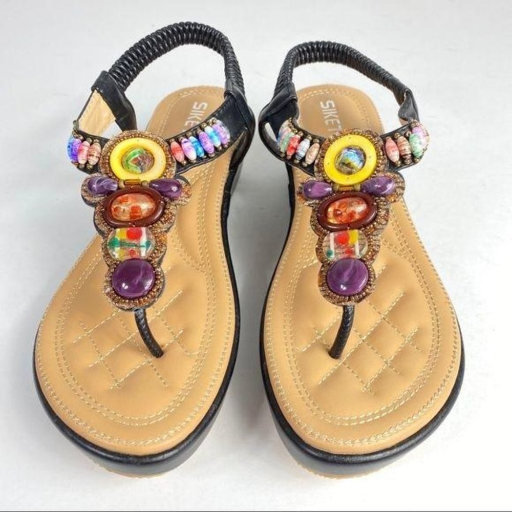 SIKETU Bohemia‎ Beaded Thong Sandals 40